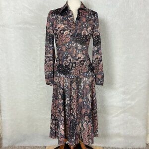 Vintage 70s Pink, Gray Ivory Psychedelic Micro Pleat Top & Skirt Set 6